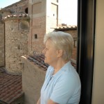 Liliana with Anghiari in background